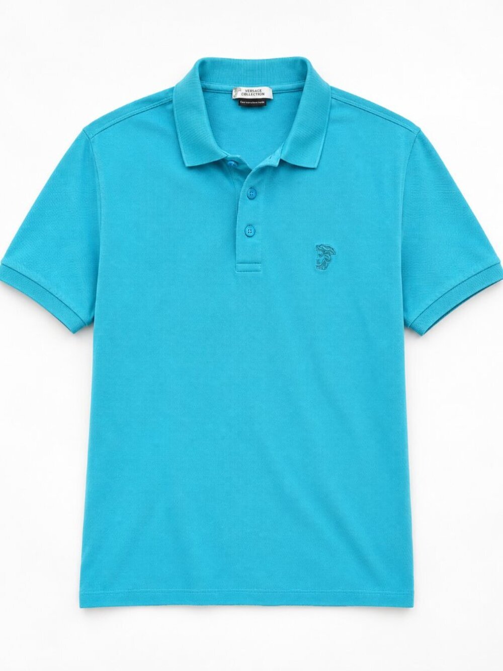 Versace Collection Turquoise Medusa Polo Shirt XL Luxury Cotton Designer Golf